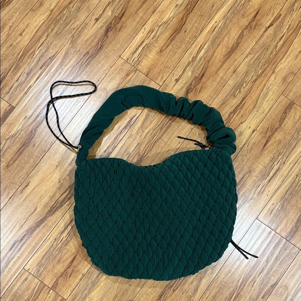 Free People Quilted Dark Green Shoulder Bag